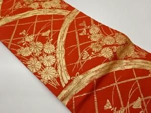 金糸光悦垣に菊・葉模様織出し名古屋帯